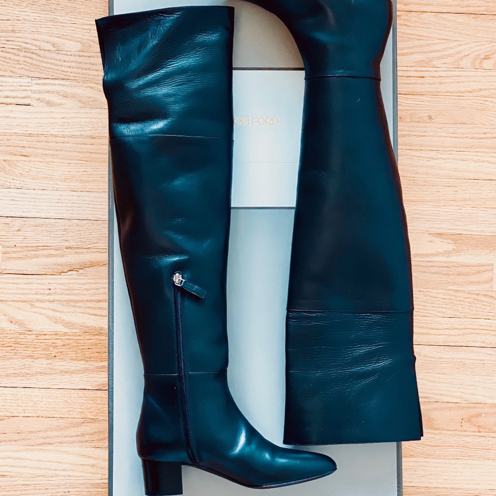 Gorgeous TOM FORD Black Leather Over The Knee Boots 🌟NWT🌟